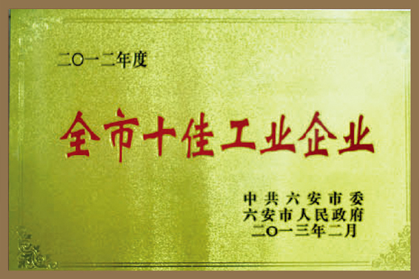 集團(tuán)被六安市委、市政府評為“全市十佳工業(yè)企業(yè)”。