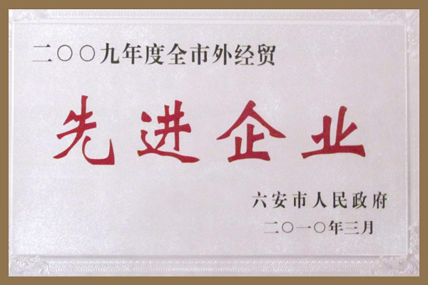 六安市政府授予集團(tuán)全市外經(jīng)貿(mào)先進(jìn)企業(yè)榮譽(yù)稱號。