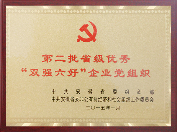 安徽省第二批省級優(yōu)秀雙強(qiáng)六好企業(yè)黨組織